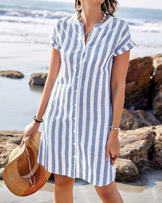 ROXANA | Vestido camisero a rayas